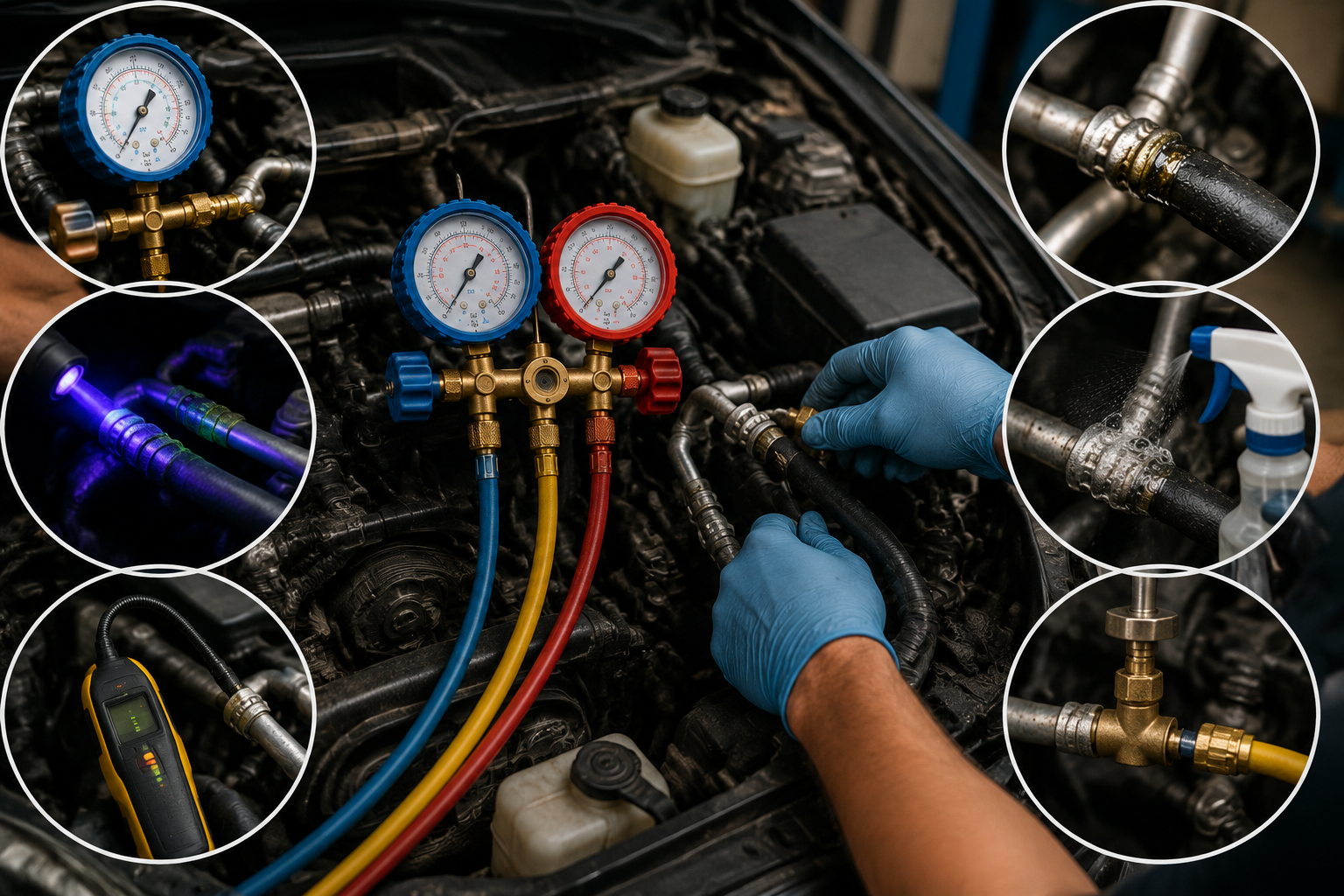 AC hose leak confirmation methods
